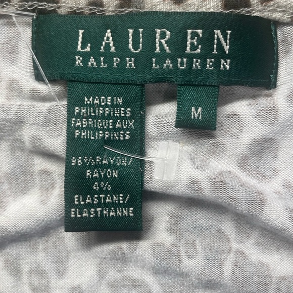 Ralph Lauren animal print top long sleeve scoop neck stretch gray womens size M - Picture 6 of 7